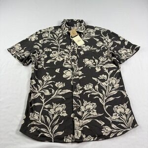 Faherty Shirt Mens Medium Gray Floral Knit Seasons Button Up Huckberry Camp NEW